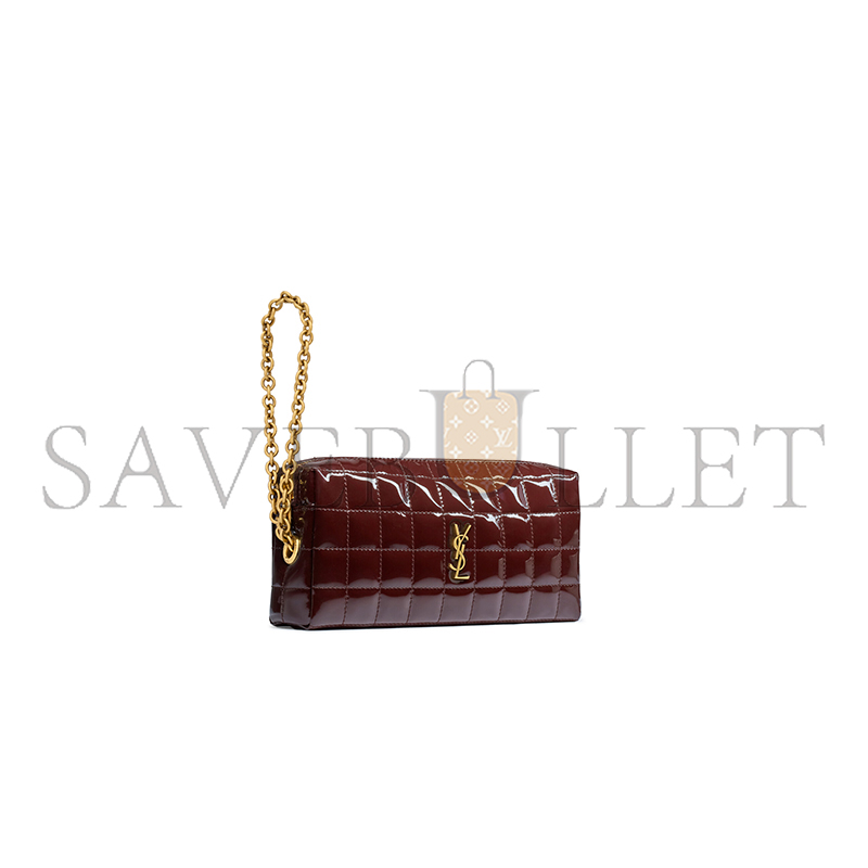 YSL CASSANDRE MATELASSÉ CARRÉ POUCH ON CHAIN IN SHINY CANVAS 7796492IU076413 (18.5*8.5*4cm)